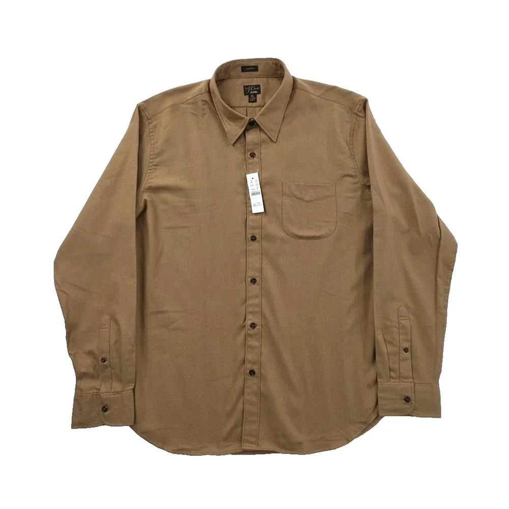 J.Crew Cotton-Cashmere Blend Shirt Mens XL Camel NWT CC100 NEW Preppy Old Money